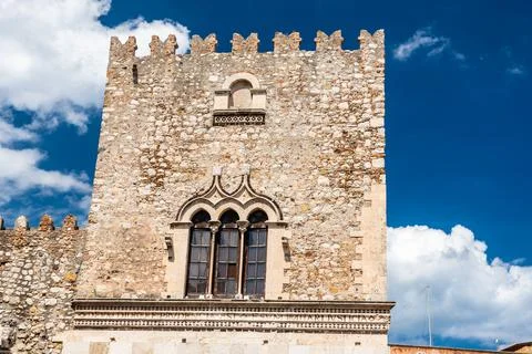 Low angle view of a historical building in Taormina, Italy Stock Photos