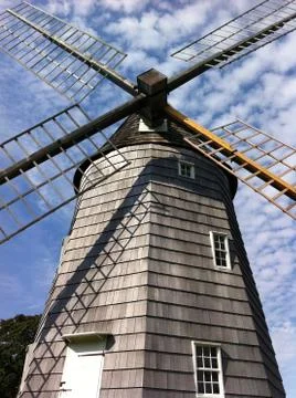 Low angle view of Hook Windmill in East Hampton Stock Photos