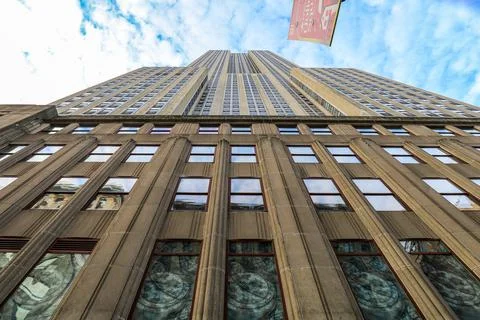 Low angle view of the iconic Empire State Building in New York City Stock Photos