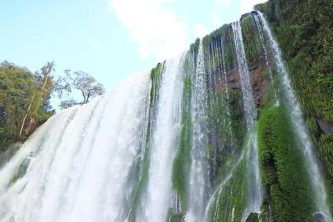 Low angle view of Iguazu Falls at Argentinian side, Puerto Iguazu, Argentina Stock Photos