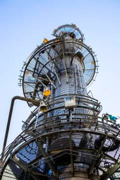 Low angle view of industrial building against clear sky Fotos de archivo