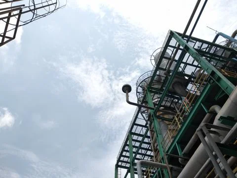 Low-angle view of industrial building with copy space Foto stock