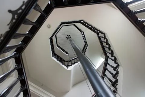 Low angle view of an Interior spiral staircase Stock Photos