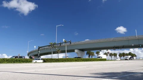 Low angle view of interstate in south US state Stock Footage 121290184