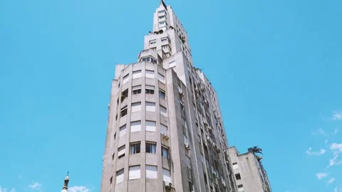 Low angle view of Kavanagh Building residential classic skyscraper, Buenos Stock Footage 295926319