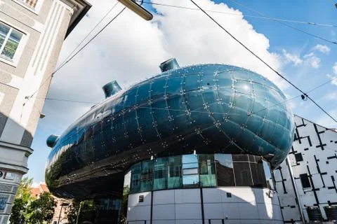 Low angle view of Kunsthaus in Graz Stock Photos