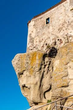 Low angle view of Lauria Castle in Castiglione di Sicilia, Italy Stock Photos