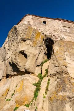 Low angle view of Lauria Castle in Castiglione di Sicilia, Italy Stock Photos
