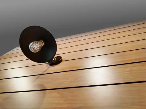 Low Angle View of Light Bulb Mounted on Wooden Wall Stock Photos