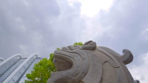 Low Angle View Of Lion Sculpture Against Sky Stock Footage 116497799