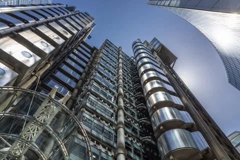 Low angle view of the Lloyd's building in London Stock Photos