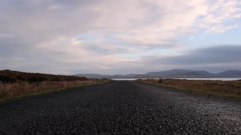 Low Angle View of a Long Road. Achill Island, Ireland. Stock Footage 239484144