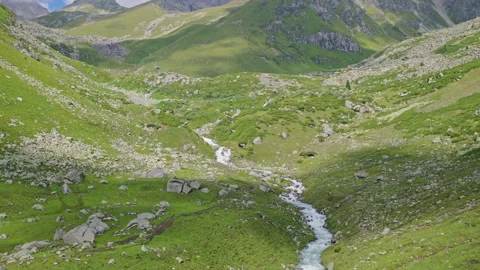 Low-Angle View Looking Up at Mengkete Valley in Xinjiang Stock Footage 346114127