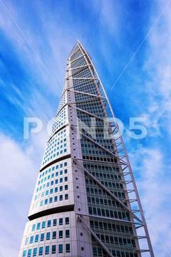 Low angle view of Malmo Sweden skyscraper Turning Torso Stock Photos