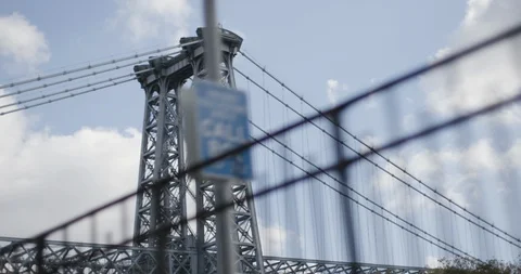 Low angle view of Manhattan Bridge in New York City Stock Footage 145283416