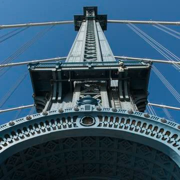 Low angle view of the Manhattan Bridge Stock Photos