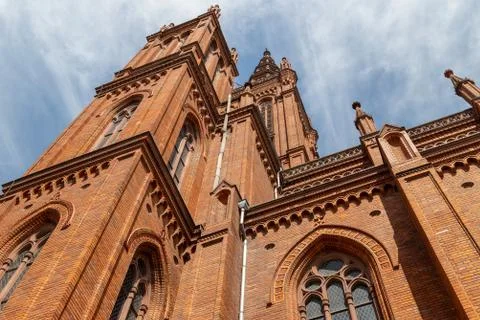 Low angle view on the Marktkirche in Wiesbaden Stock Photos
