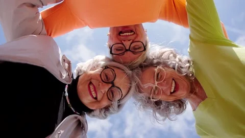 Low angle view of mature women looking at camera. Stock Footage 269727600