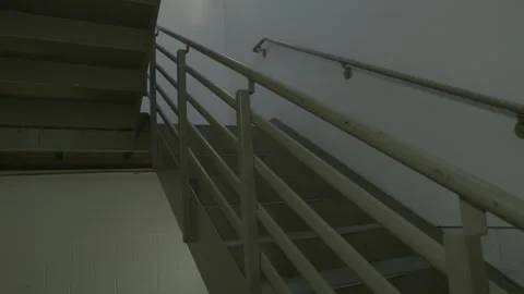 Low-Angle View of Metal Railing in Stairwell Stock Footage 343948082