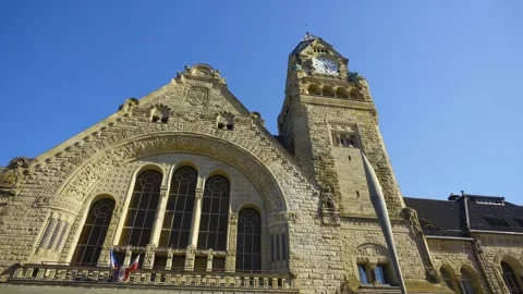 Low angle view of the Metz train station in France Stock Footage 342393097