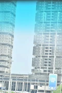 Low angle view of Mina plaza tower.Abu Dhabi,UAE.01.08.2020. Stock Photos
