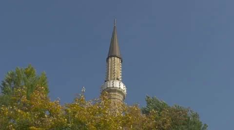 Low angle view of a minaret in Sarajevo Stock Footage 59854910