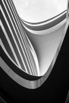 Low angle view of modern and futuristic building in Beijing, China..Modern bu Fotos de archivo
