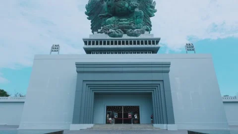 Low angle view of modern architectural entrance at GWK Cultural Park Bali Stock Footage 334060631
