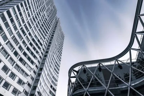 Low angle view of the modern architecture of Beaugrenelle district in Paris Stock Photos