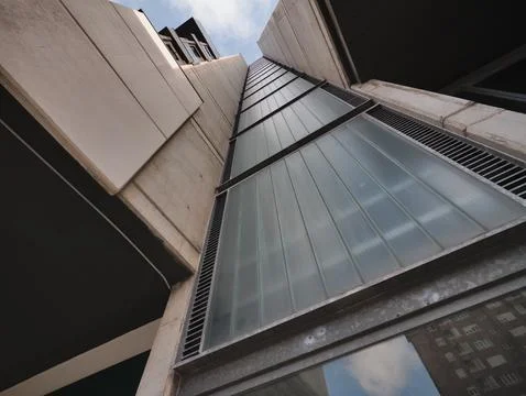 Low angle view of modern architecture in Europe Stock Photos