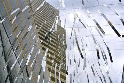 Low Angle View of Modern Building with Decoration Stock Photos