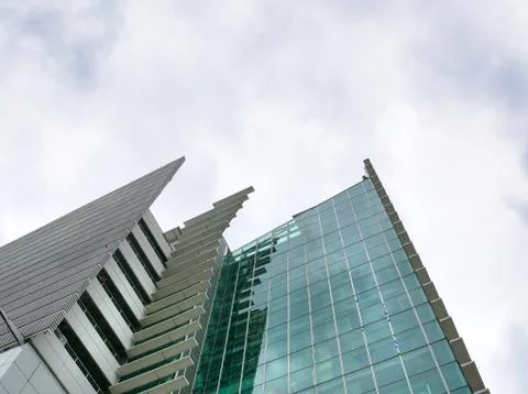 Low Angle View of Modern Building with Glass Wall Exterior Foto stock