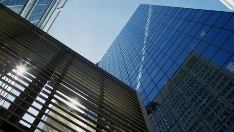 Low angle view of modern buildings in Montreal Stock Footage 99910176