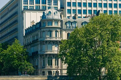 Low-angle view of modern buildings in Paris, France Photos