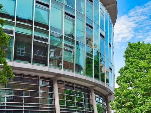 Low-angle view of modern buildings in Hamburg, Germany 스톡 사진