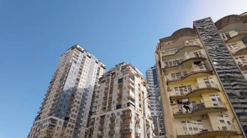 Low angle view of modern city residential buildings Stock Footage 336640505