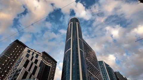 Low angle view of modern city skyscrapers 스톡 동영상 337172779