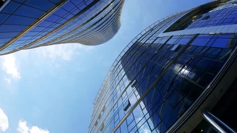 Low angle view of a modern financial skyscraper Stock Footage 345138945