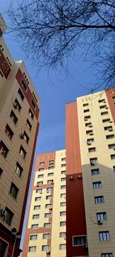 Low Angle View of Modern Multi Storey Apartment Buildings Stockfoto's