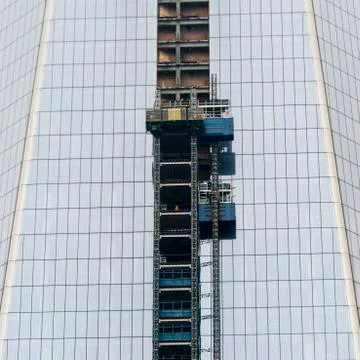 Low angle view of a modern office building exterior in Manhattan 스톡 사진