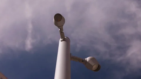 Low angle view of modern streetlight with two lamps against cloudy sky Video stock 347514824
