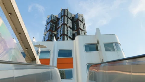Low Angle View of Modular 1970s Modernist Skyscraper at Front de Seine Beaugrene Stock Footage 339034010