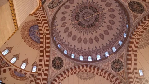 Low Angle View of Mosque Dome Interior Architecture Stock Footage 344849541
