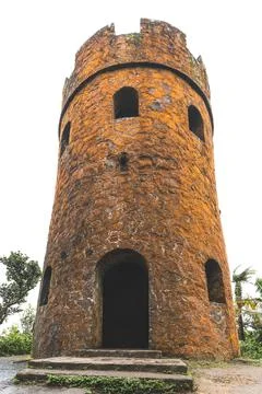 Low angle view of Mt Britton Lookout tower El Yunque National Forest 写真素材