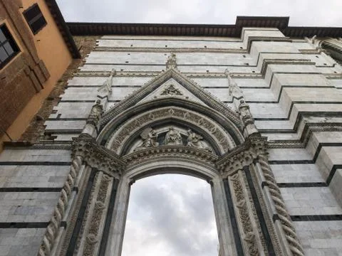 Low angle view of the Museo dell'Opera del Duomo, Siena, Tuscany, Italy 스톡 사진