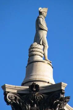 Low angle view of Nelson Column , London, UK. Stock Photos