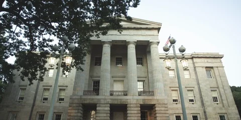 Low angle view of North Carolina State Capitol building in Raleigh Stock Footage 104116365