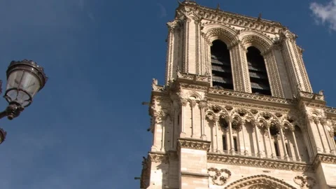 Low Angle View of Notre Dame Cathedral Towers in Paris Stock-Footage 343841735