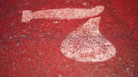 Low-Angle View of Numbered Lanes on Red Stadium Running Track Stock Footage 340482922