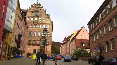 Low angle view of Nuremberg streets Stock Footage 32208559